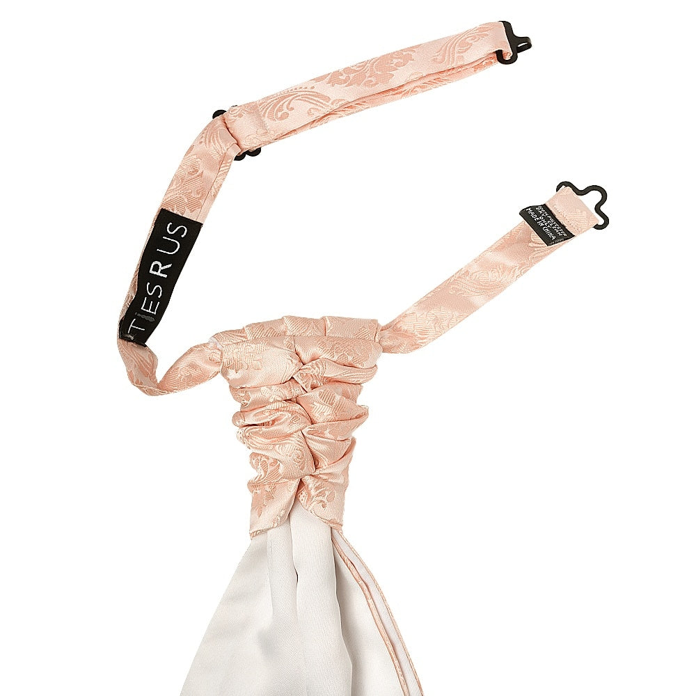 Light Peach Paisley Mens Cravat Tie And Pocket Square Set 3