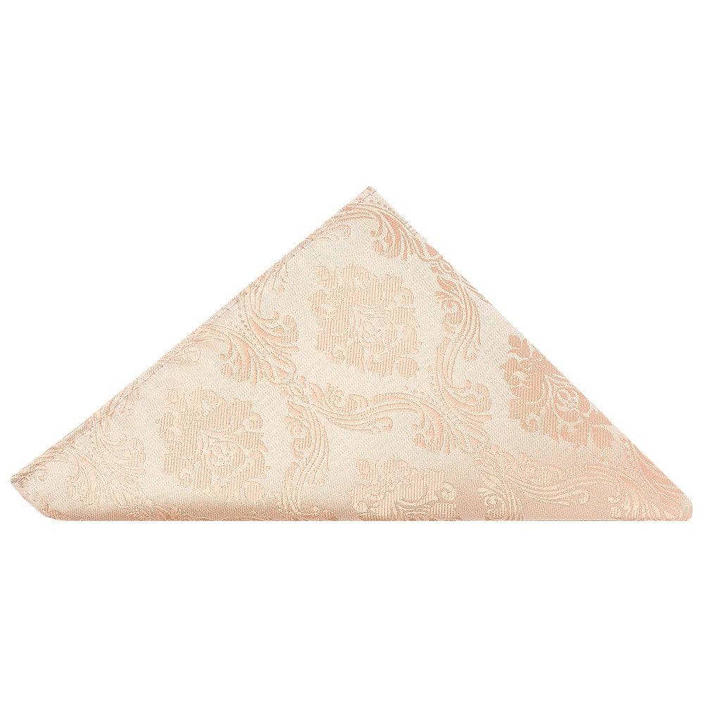 Light Peach Paisley Mens Cravat Tie And Pocket Square Set 4
