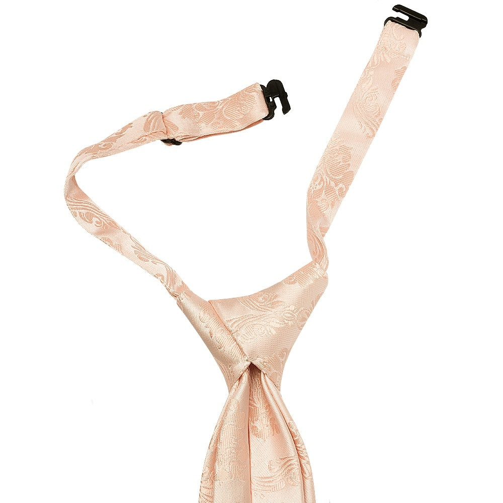 Pre Tied Light Peach Paisley Boys Tie And Pocket Square Set Age 4 7 3