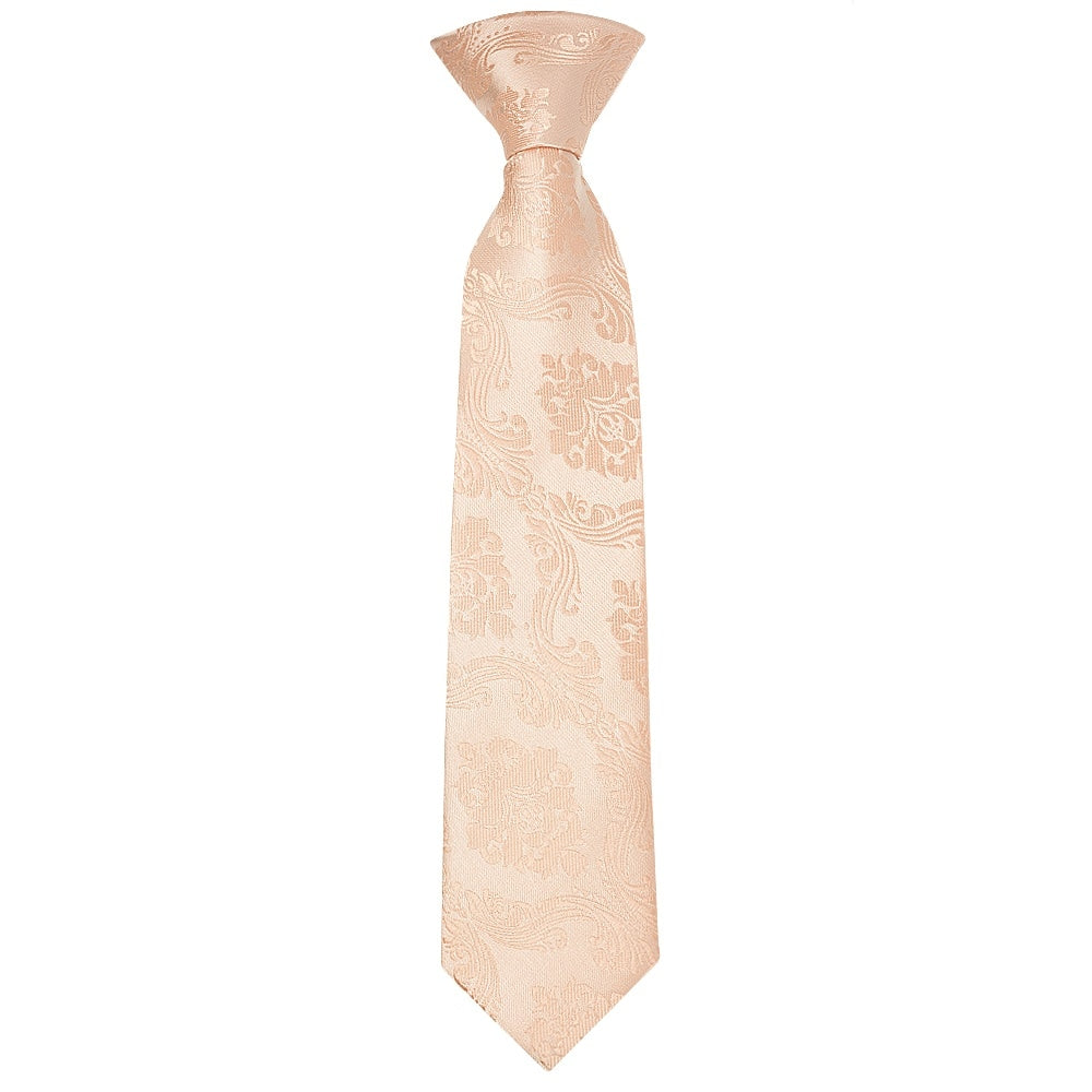 Pre Tied Light Peach Paisley Boys Tie Age 4 7 1