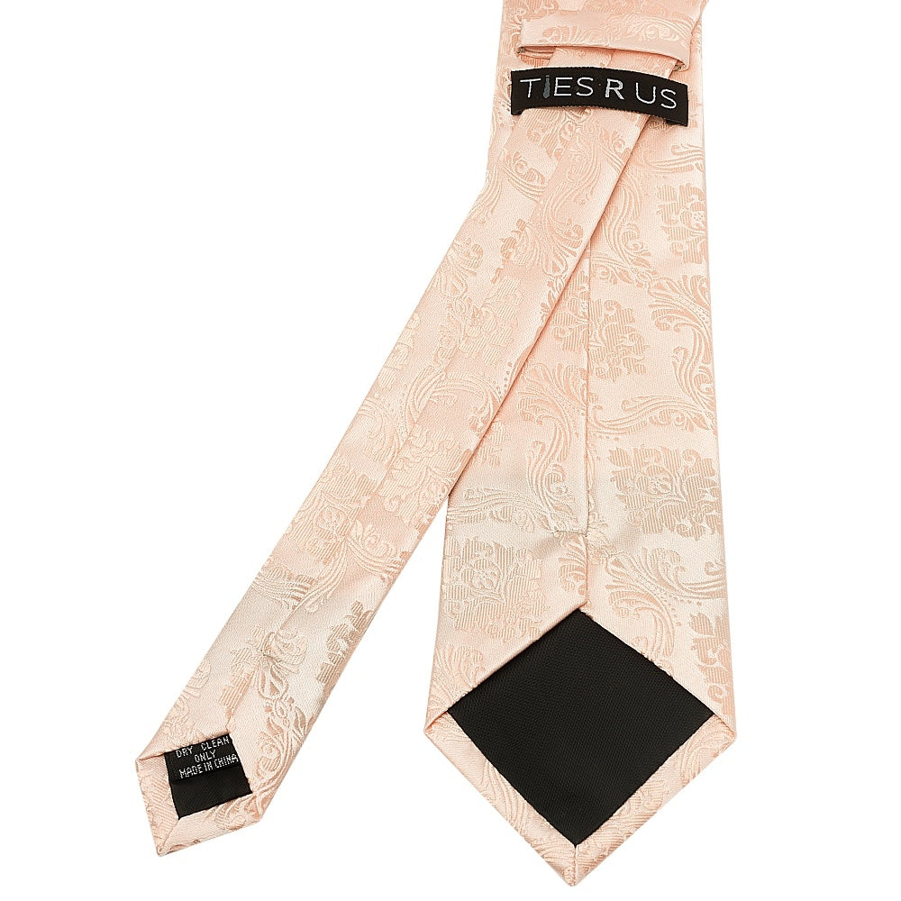 Light Peach Paisley Classic Mens Tie And Pocket Square Set 5