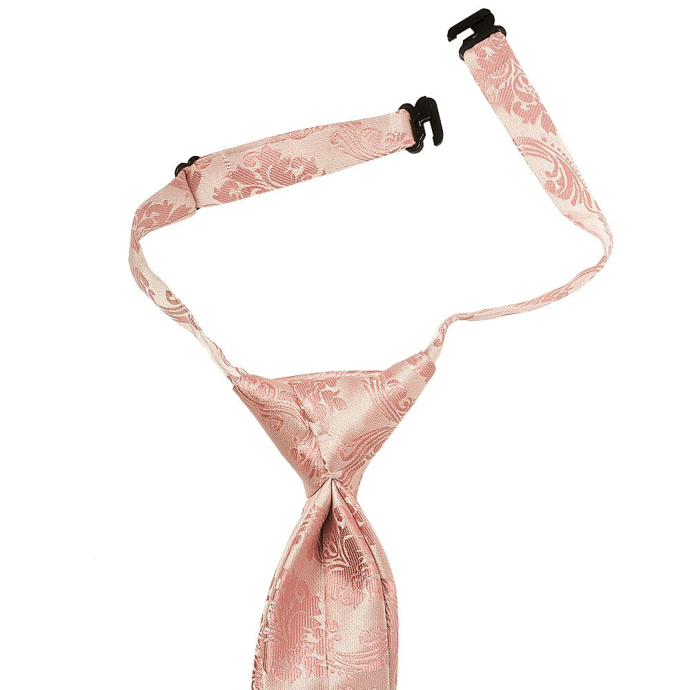 Pre Tied Rose Gold Paisley Boys Tie And Pocket Square Set Age 4 7 3