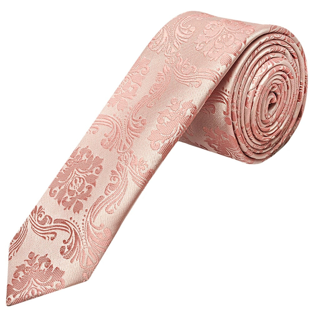 Rose Gold Paisley Skinny Boys Tie And Pocket Square Set 2