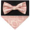 Rose Gold Paisley Handmade Mens Bow Tie and Pocket Square Set
