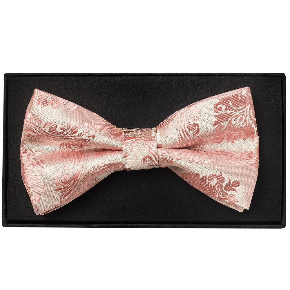 Rose Gold Paisley Handmade Mens Bow Tie And Pocket Square Set 2