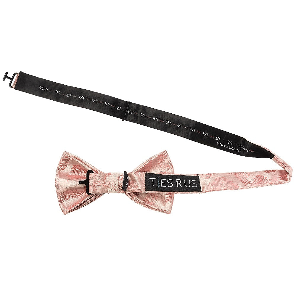 Rose Gold Paisley Handmade Mens Bow Tie And Pocket Square Set 3