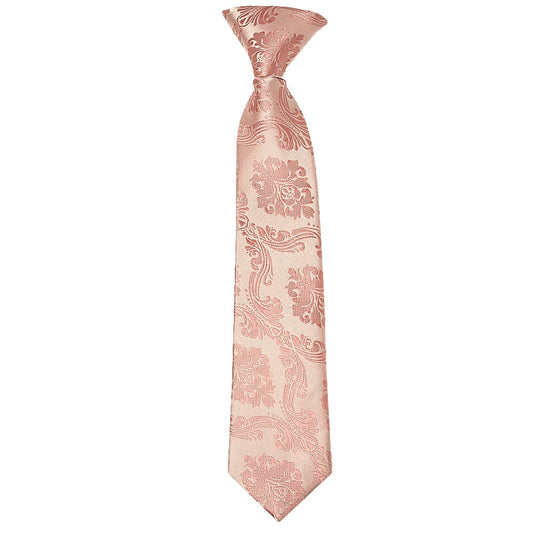 Pre Tied Rose Gold Paisley Boys Tie Age 4-7
