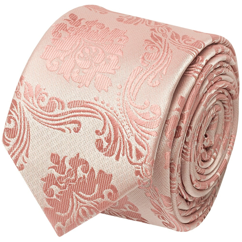 Rose Gold Paisley Skinny Boys Tie 2