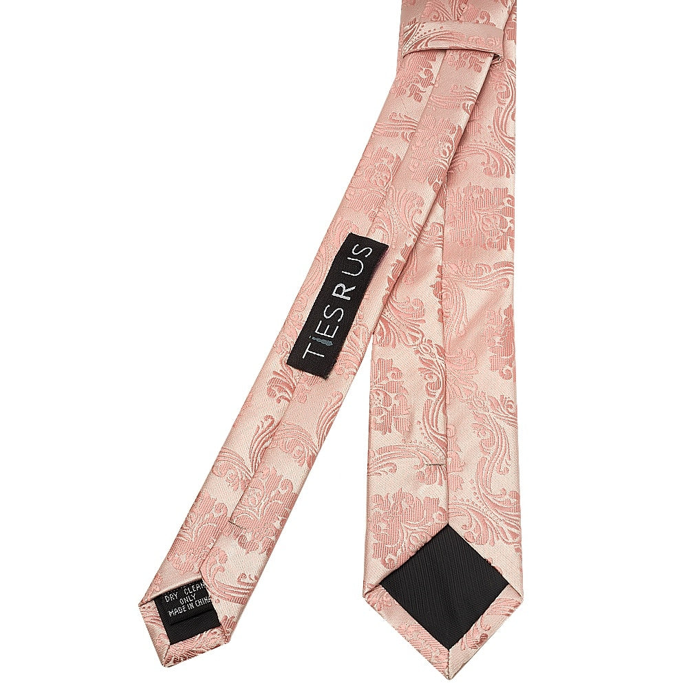 Rose Gold Paisley Skinny Boys Tie 3
