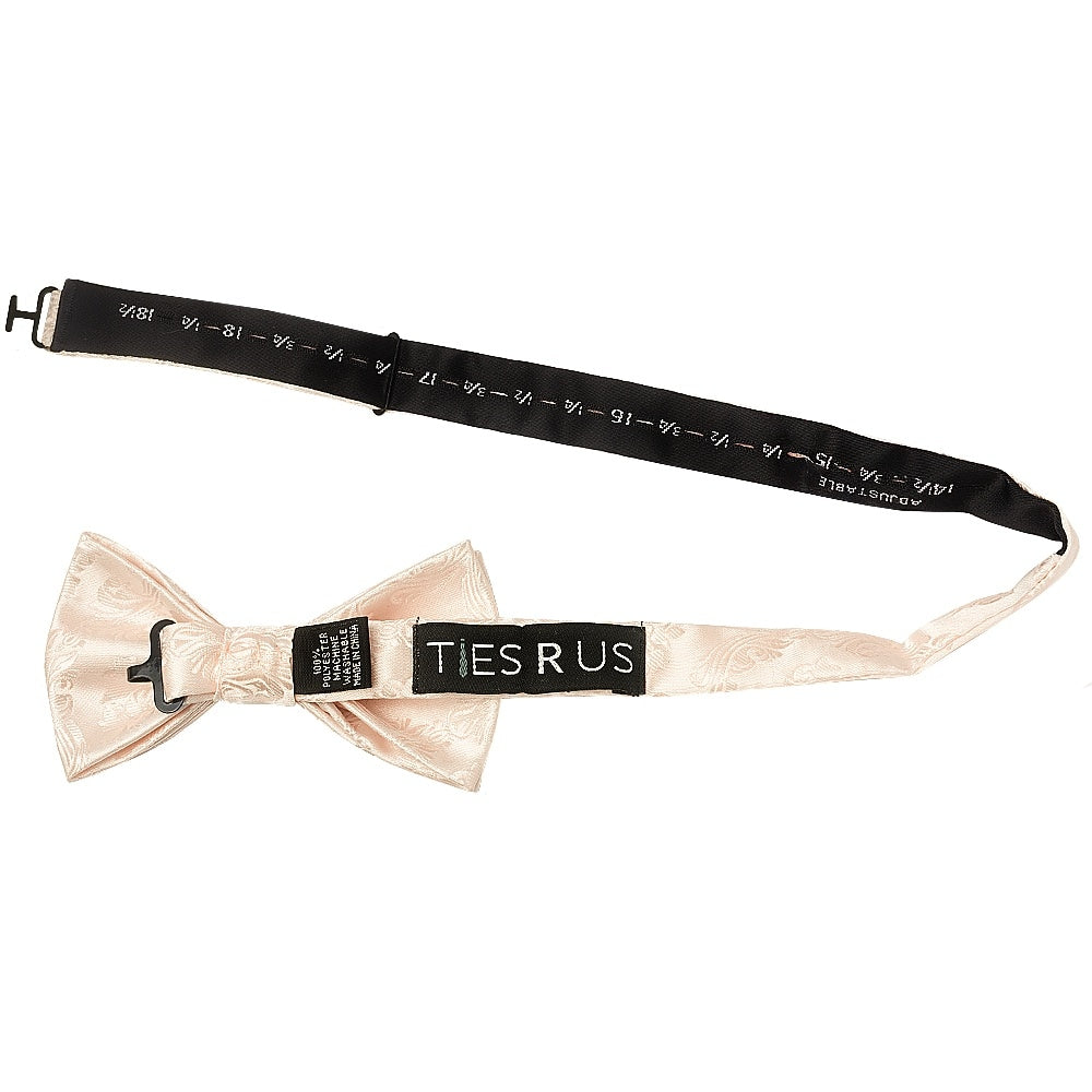 Handmade Blush Paisley Mens Bow Tie And Pocket Square Set 3