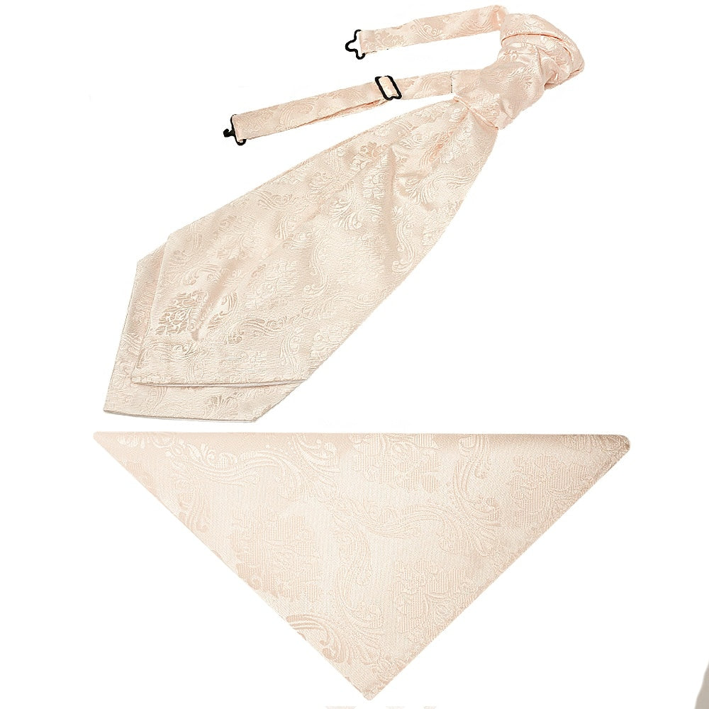 Blush Paisley Mens Cravat Tie And Pocket Square Set 1