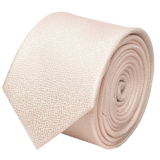 Blush Pink Textured Silk Skinny Mens Tie 2