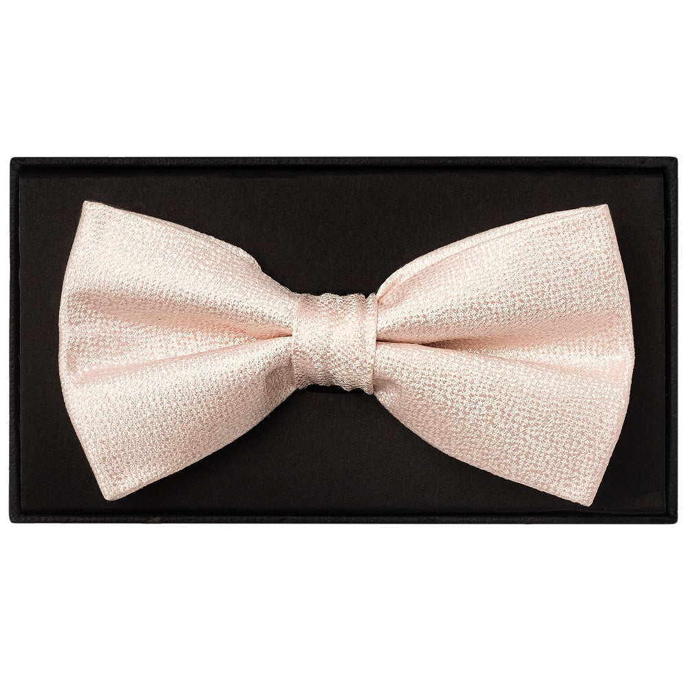 Blush Pink Textured Silk Mens Bow Tie And Pocket Square Set 2