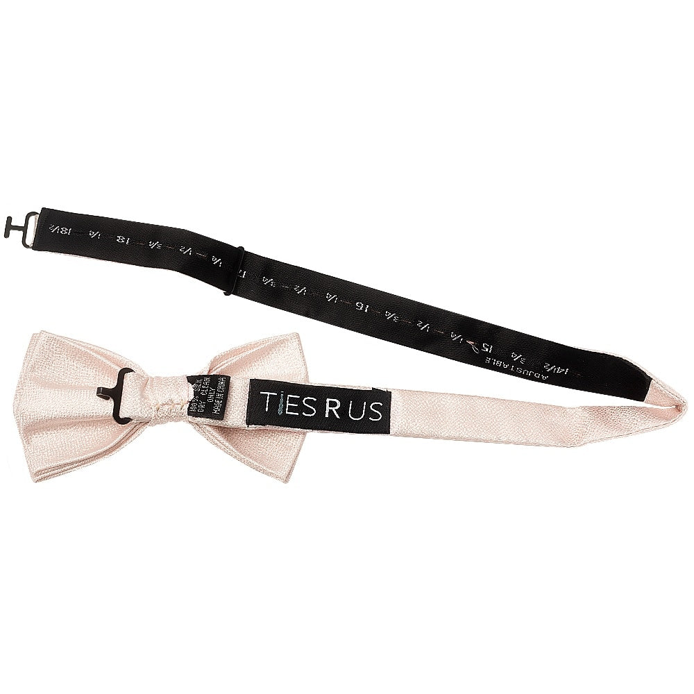 Blush Pink Textured Silk Mens Bow Tie And Pocket Square Set 3
