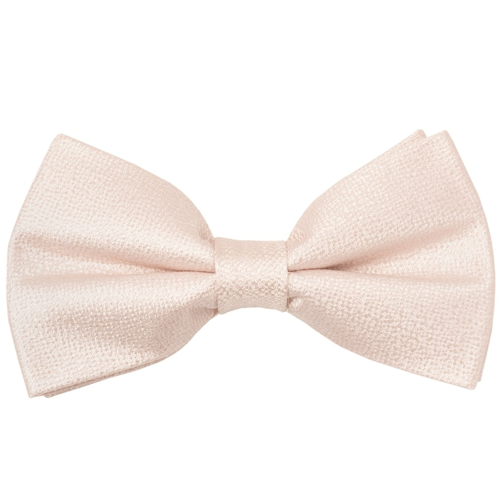 Pre Tied Blush Pink Textured Silk Boys Bow Tie And Pocket Square Set 2