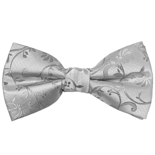Pre Tied Silver Floral Boys Bow Tie Age 4 7 1