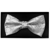 Silver Floral Handmade Mens Bow Tie