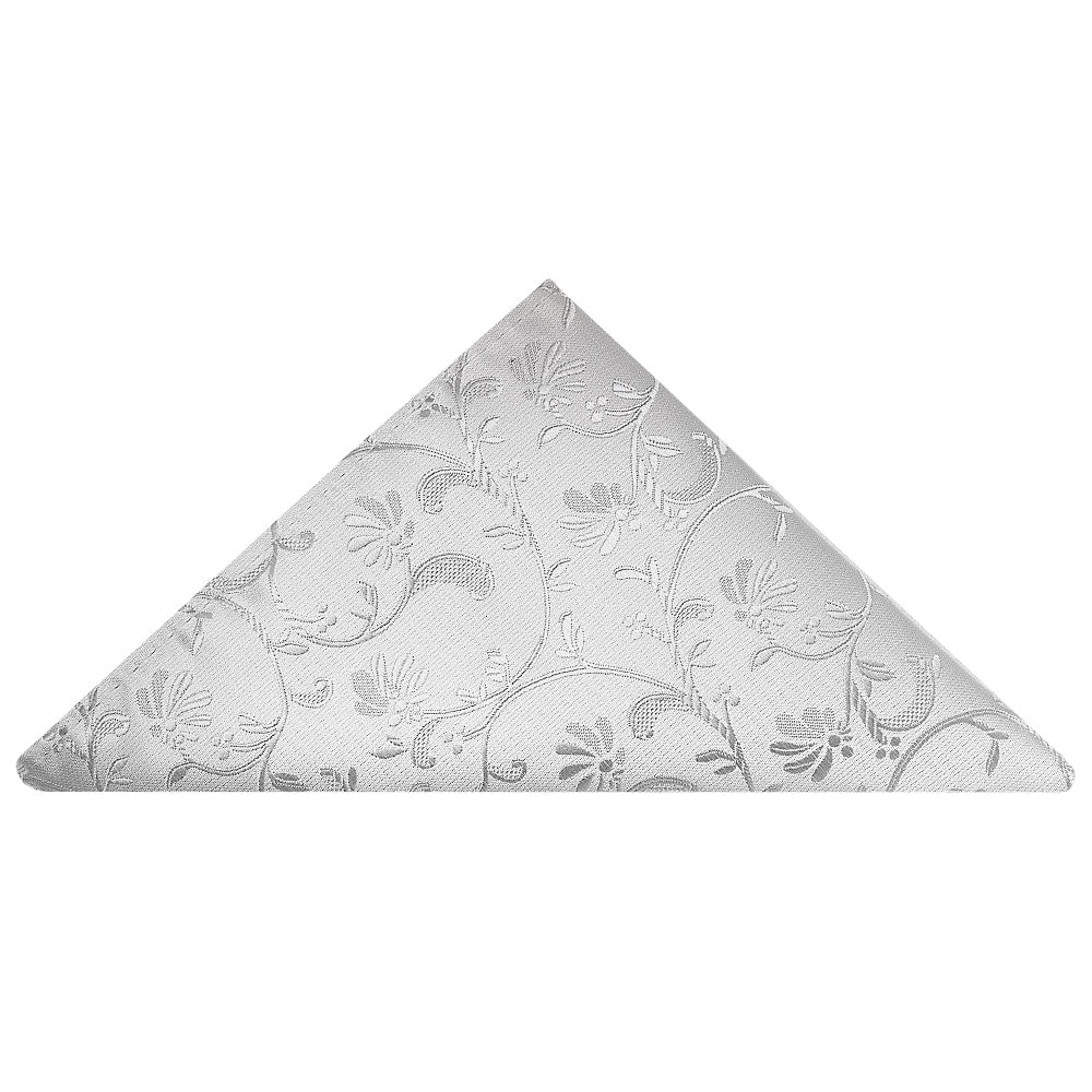 Silver Floral Skinny Boys Tie And Pocket Square Set 5