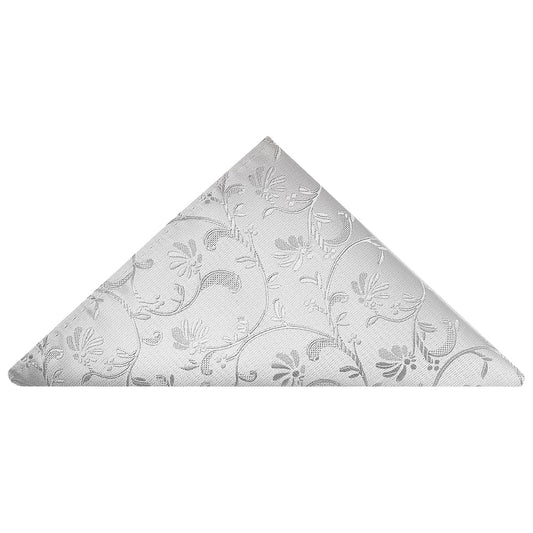 Silver Floral Pocket Square 1