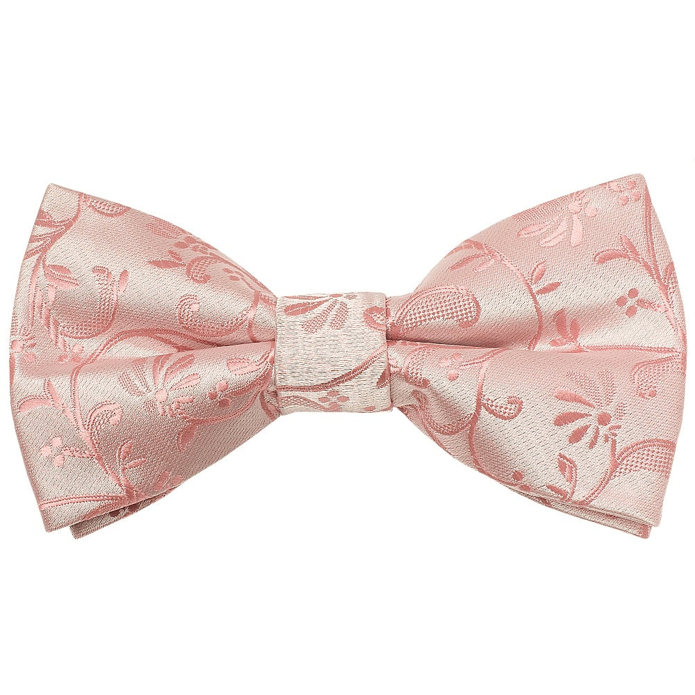 Pre Tied Rose Gold Floral Boys Bow Tie And Pocket Square Set Age 4 7 2