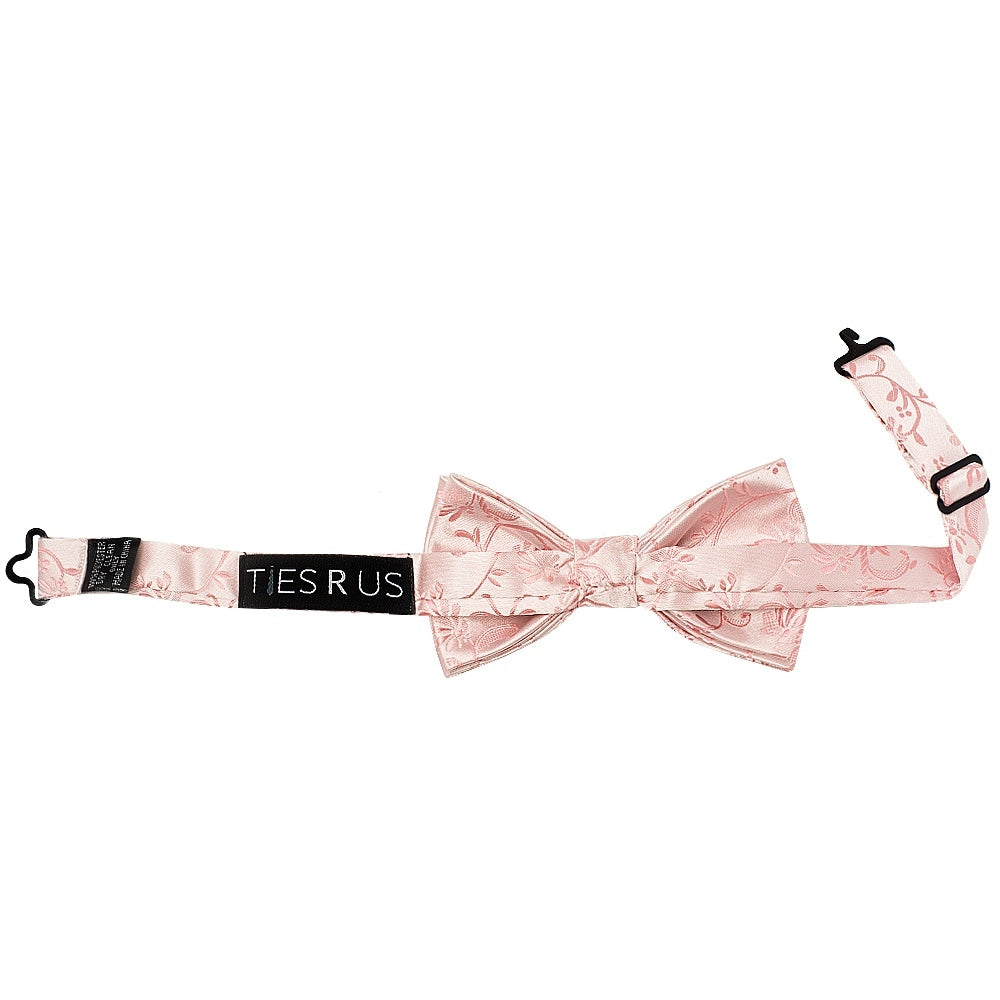 Pre Tied Rose Gold Floral Boys Bow Tie And Pocket Square Set Age 4 7 3