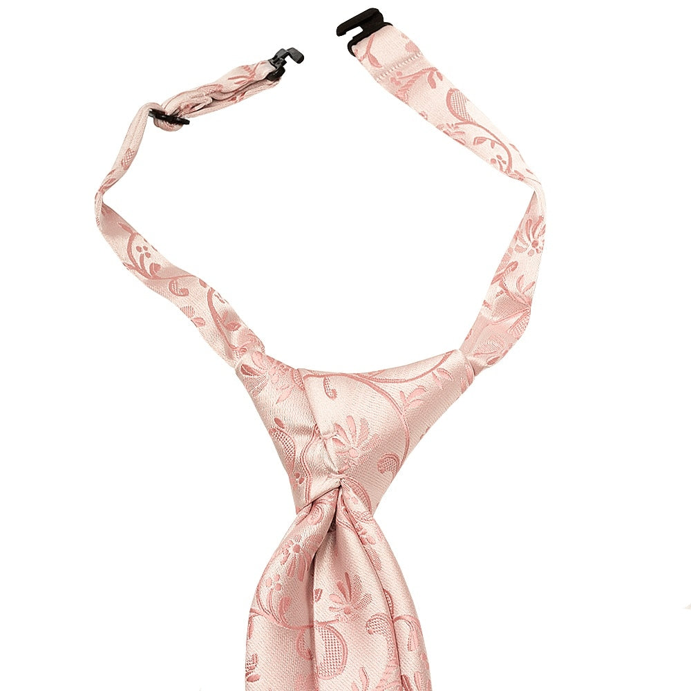Pre Tied Rose Gold Floral Boys Tie And Pocket Square Set Age 4 7 3