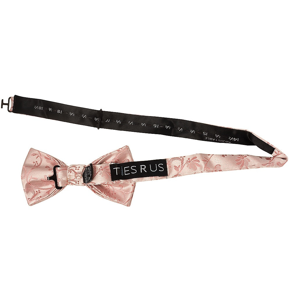 Rose Gold Floral Handmade Mens Bow Tie And Pocket Square Set 3