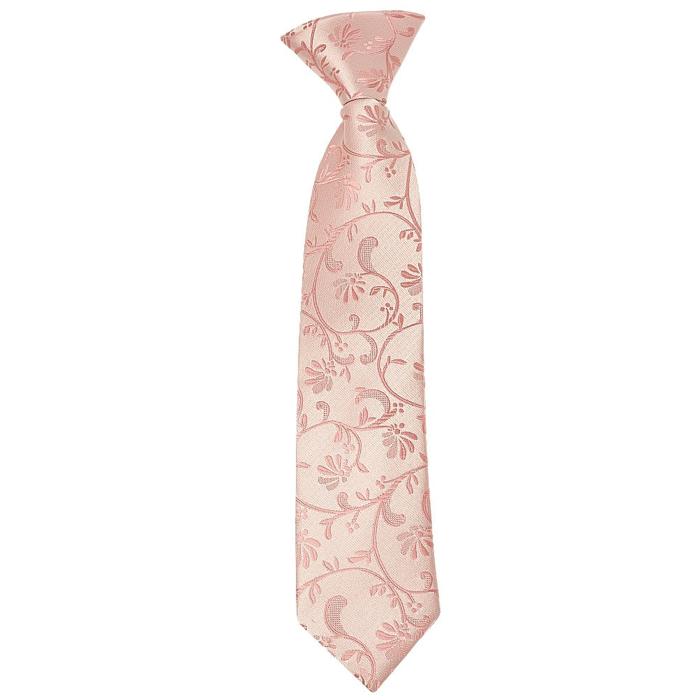 Pre Tied Rose Gold Floral Boys Tie Age 4 7 1