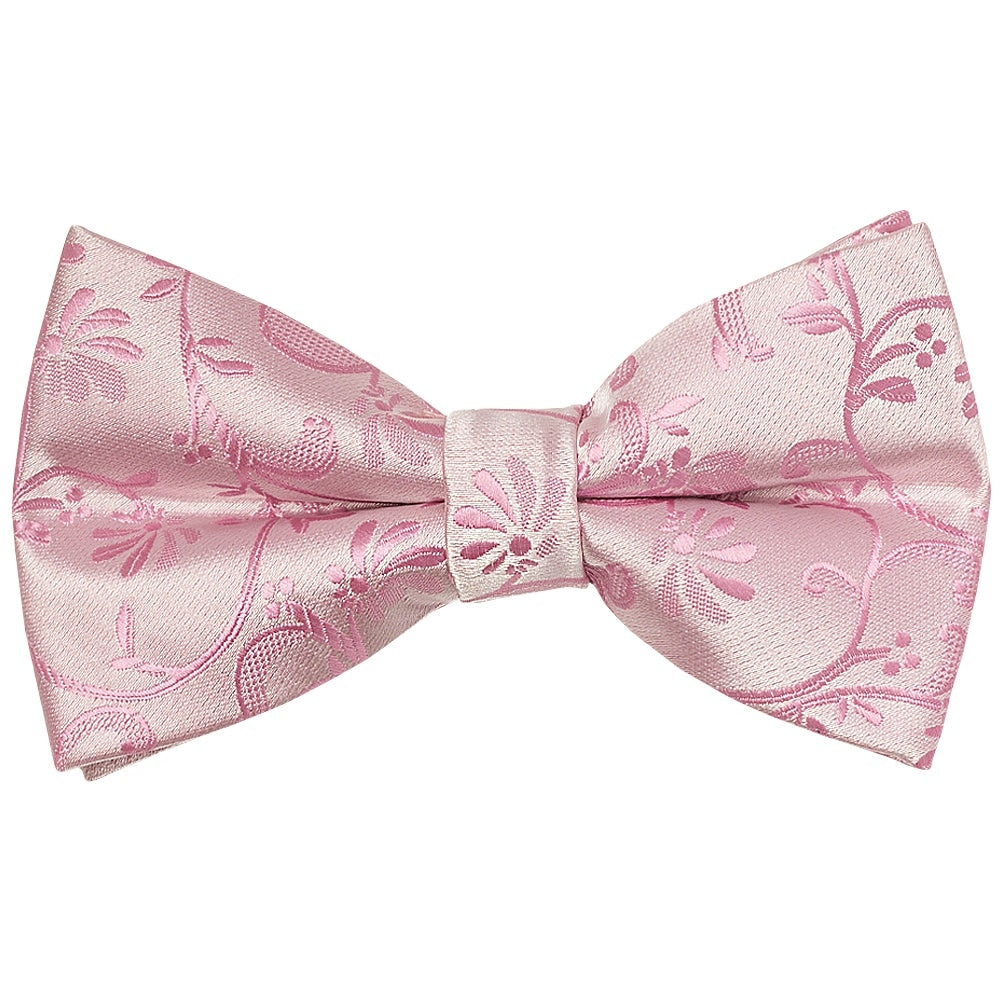 Pre Tied Dusty Pink Floral Boys Bow Tie And Pocket Square Set Age 4 7 2