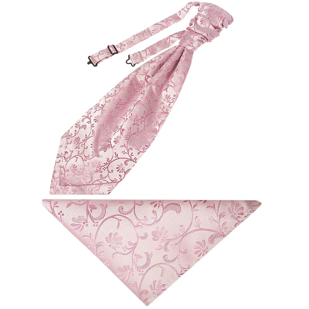 Dusty Pink Floral Mens Cravat Tie And Pocket Square Set 1