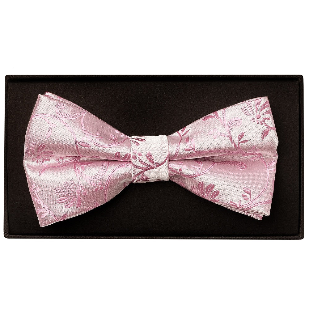 Dusty Pink Floral Handmade Mens Bow Tie And Pocket Square Set 2