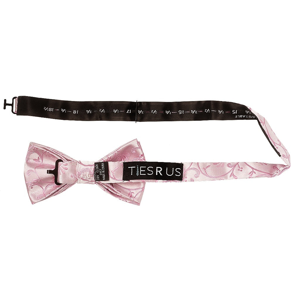 Dusty Pink Floral Handmade Mens Bow Tie And Pocket Square Set 3
