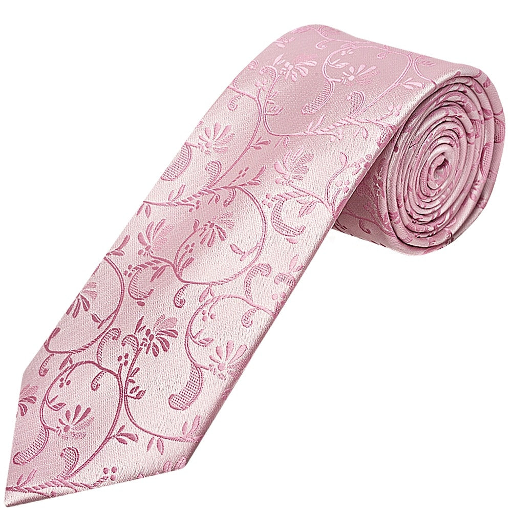 Dusty Pink Floral Classic Mens Tie And Pocket Square Set 2