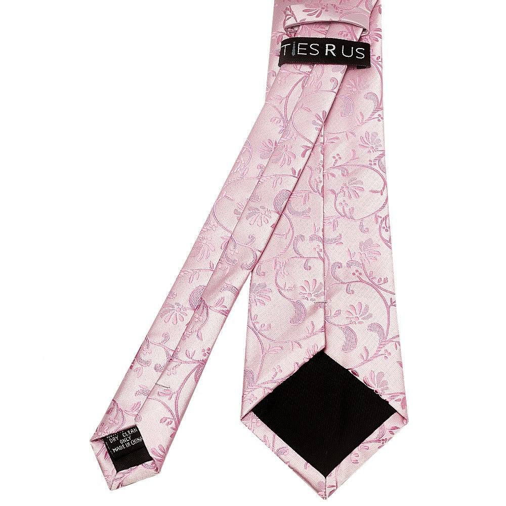 Dusty Pink Floral Classic Mens Tie And Pocket Square Set 4