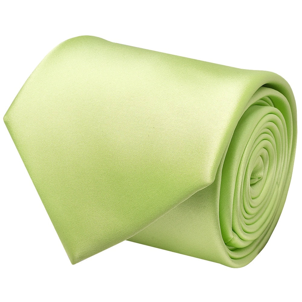 Plain Avocado Satin Classic Mens Tie And Pocket Square Set 4