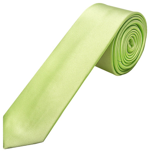 Plain Avocado Green Satin Skinny Mens Tie