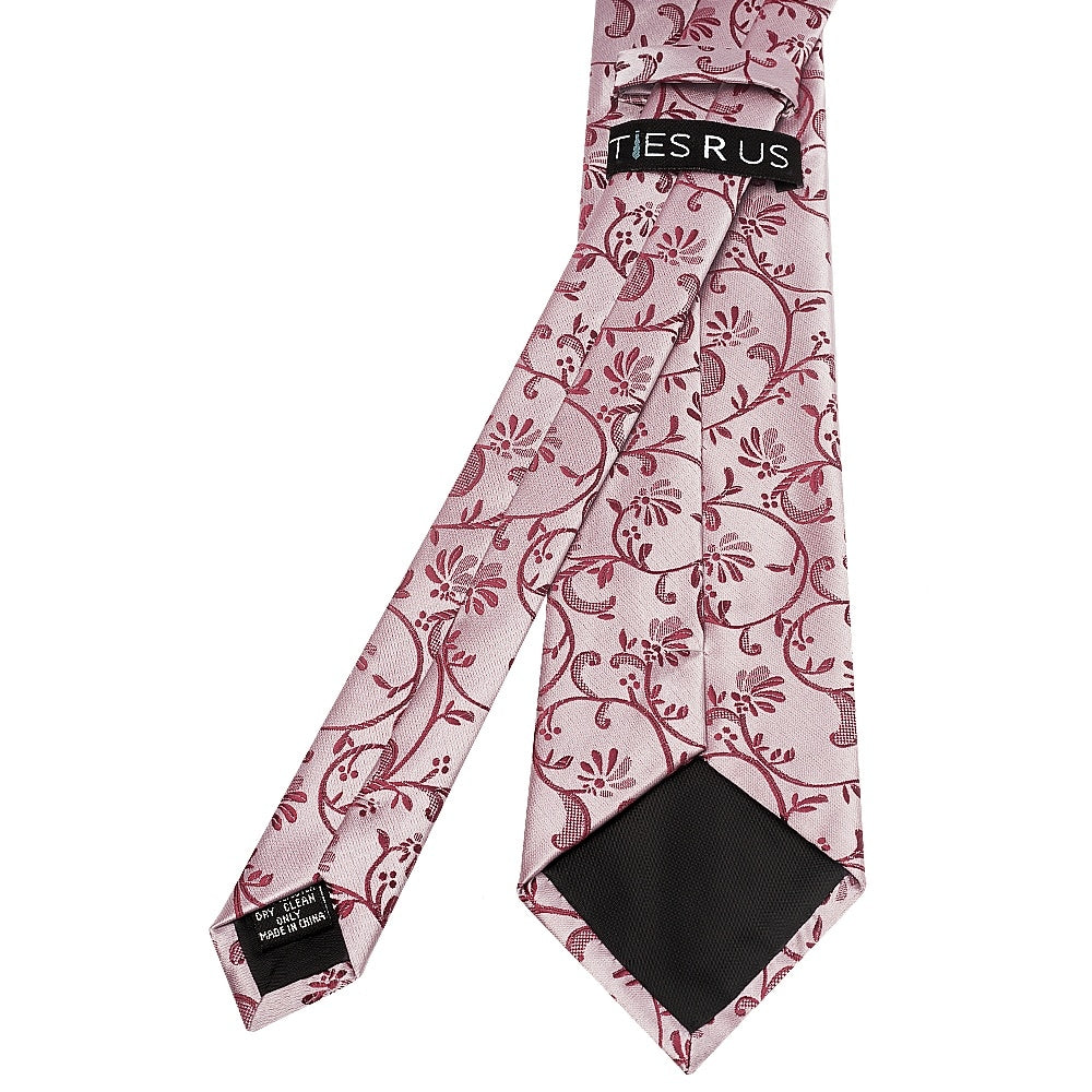 Burgundy Floral Classic Mens Tie And Pocket Square Set 4