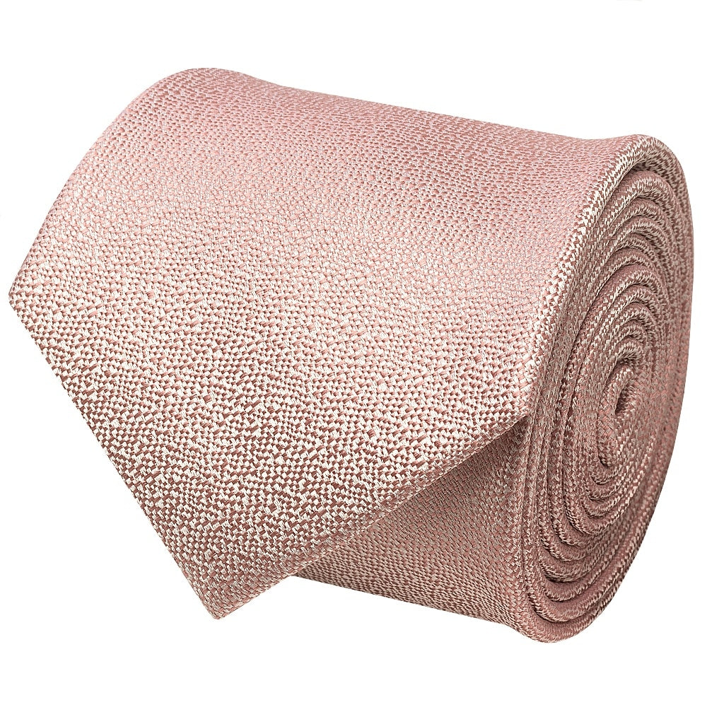 Plain Rose Gold Textured Silk Classic Mens Tie 2