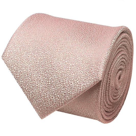 Plain Rose Gold Textured Silk Classic Mens Tie 2