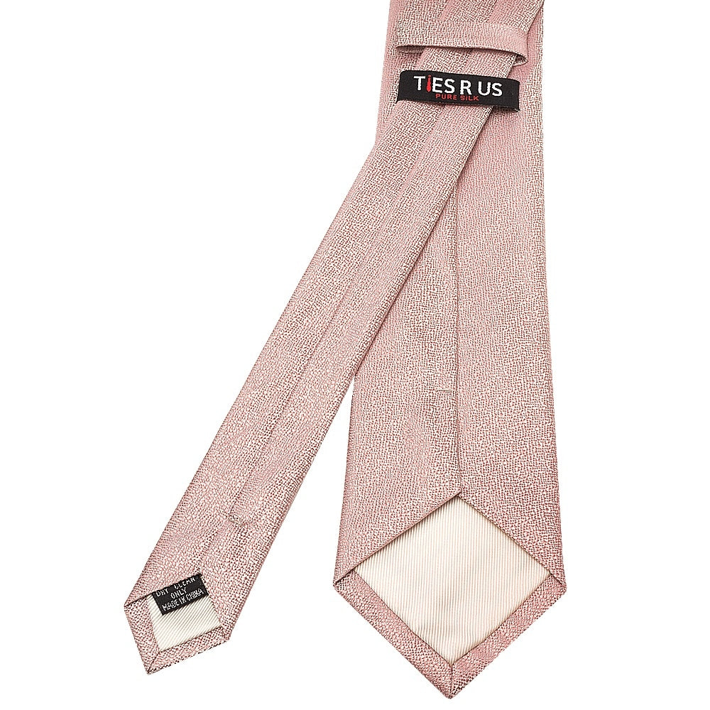 Plain Rose Gold Textured Silk Classic Mens Tie 3