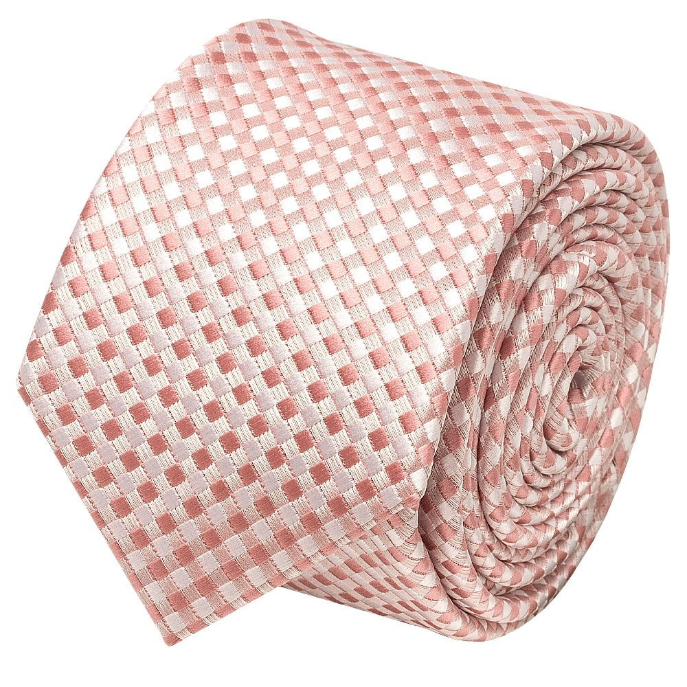 Rose Gold Diamond Neat Skinny Boys Tie And Pocket Square Set 3