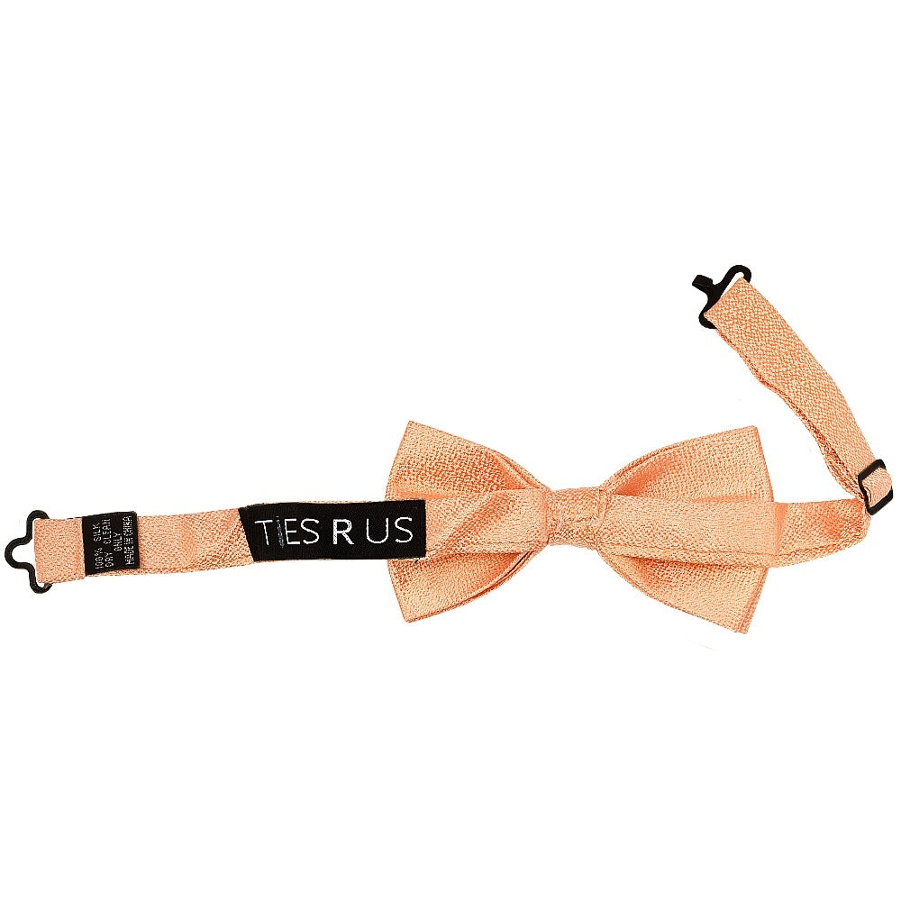 Pre Tied Peach Textured Silk Boys Bow Tie Age 4 7 2
