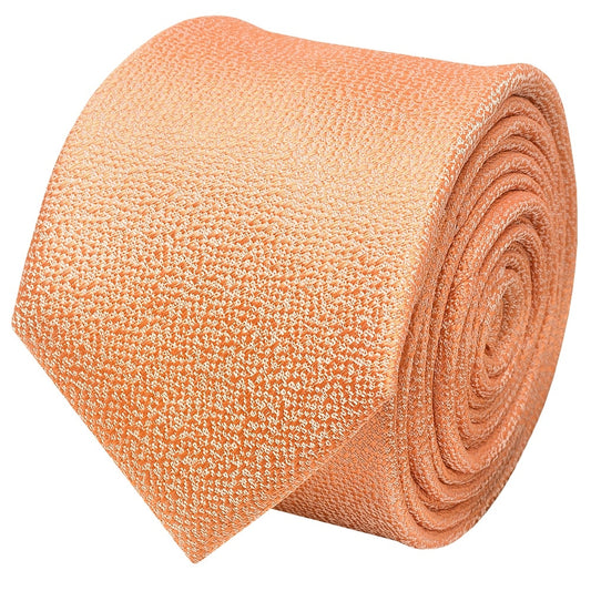 Plain Peach Textured Silk Skinny Boys Tie 2