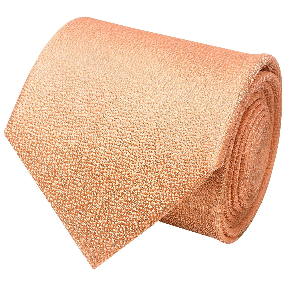 Plain Peach Textured Silk Classic Mens Tie And Pocket Square Set 3