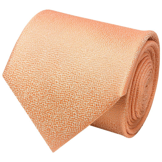 Plain Peach Textured Silk Classic Mens Tie 2