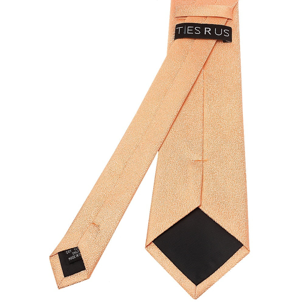 Plain Peach Textured Silk Classic Mens Tie 3