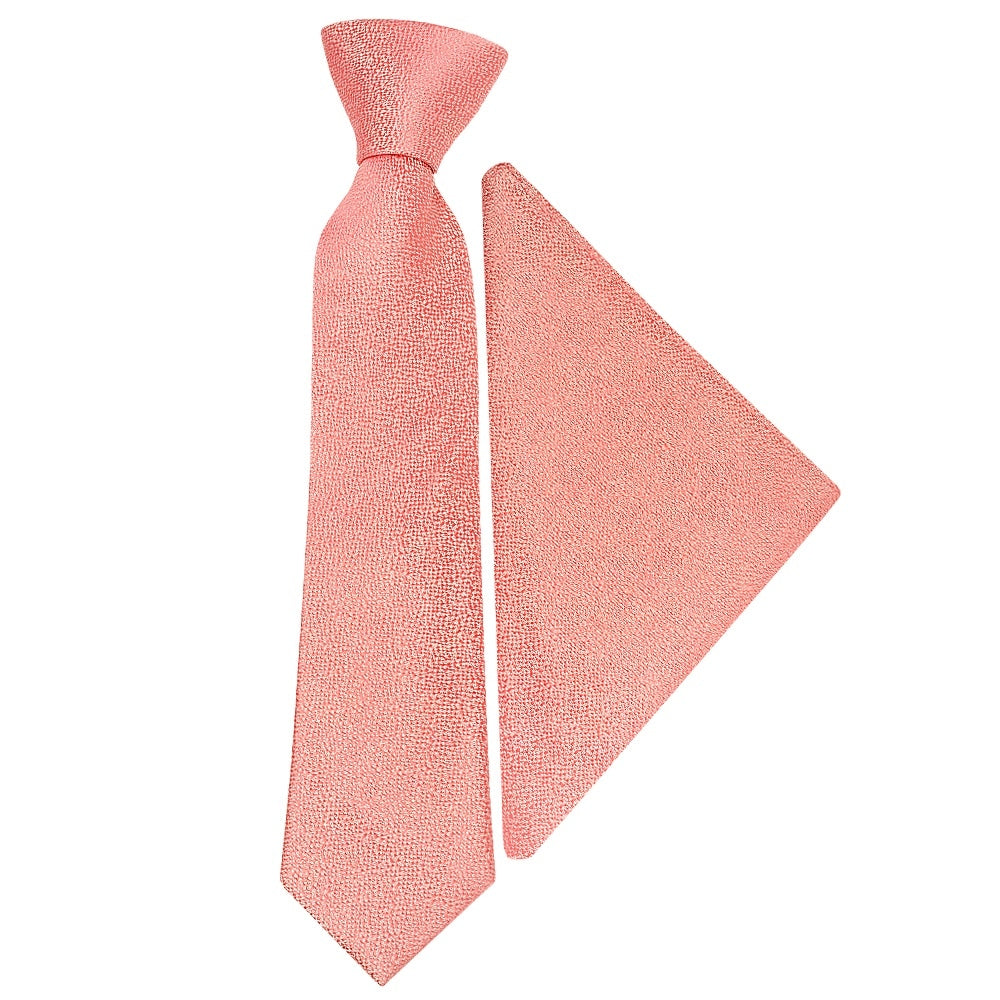 Pre Tied Pink Textured Silk Boys Tie And Pocket Square Set Age 4 7 1