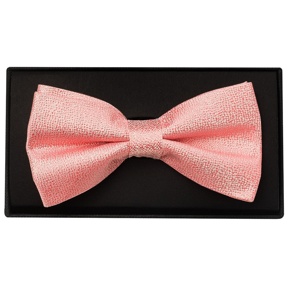 Plain Pink Textured Silk Mens Bow Tie 1