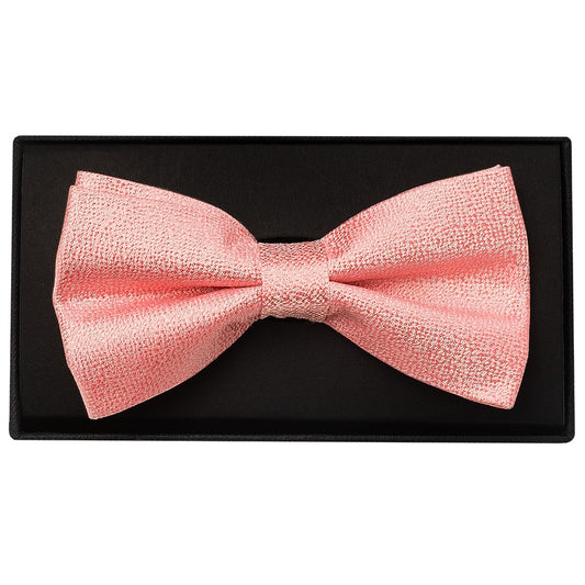 Plain Pink Textured Silk Mens Bow Tie 1