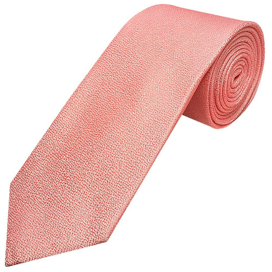 Plain Pink Textured Silk Classic Mens Tie 1